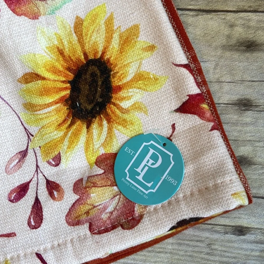 Set of Two Sunflower Leaves Kitchen Towels Hang Up Towels